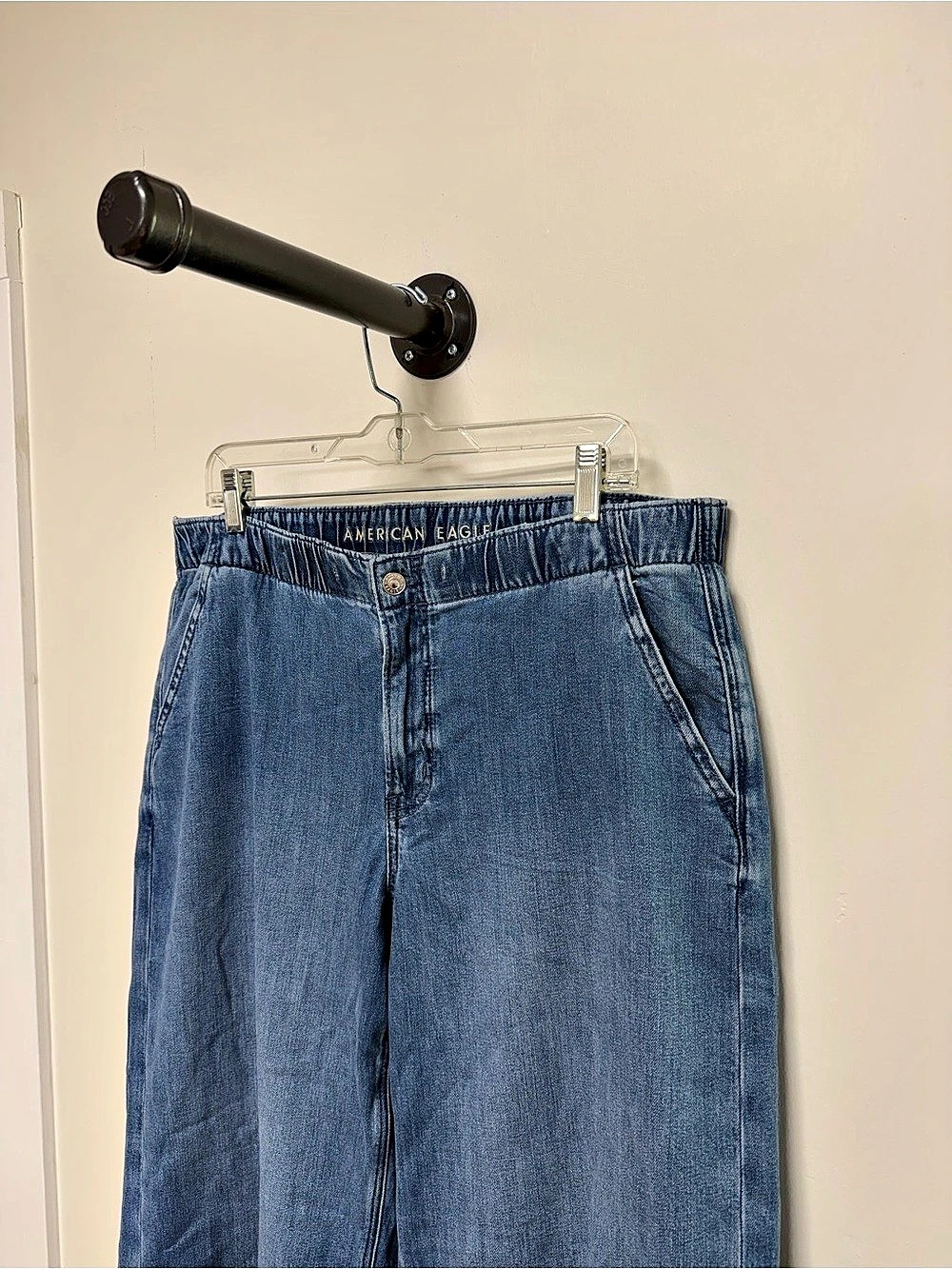 American Eagle Denim Pull On Cropped Pants Jeans Size L